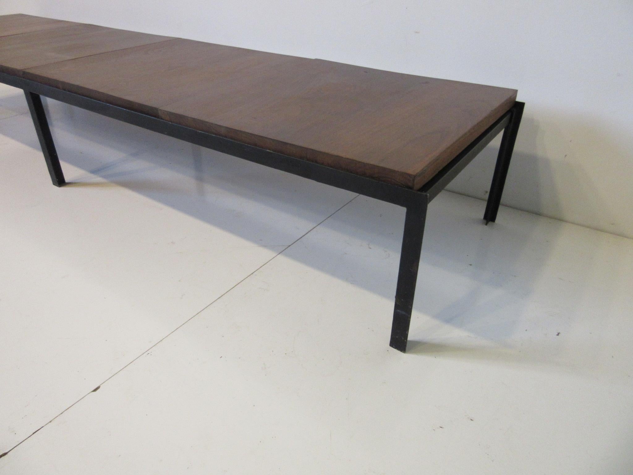 Mid-Century Modern Knoll Coffee Table / Bench T Angled Framed in Walnut 