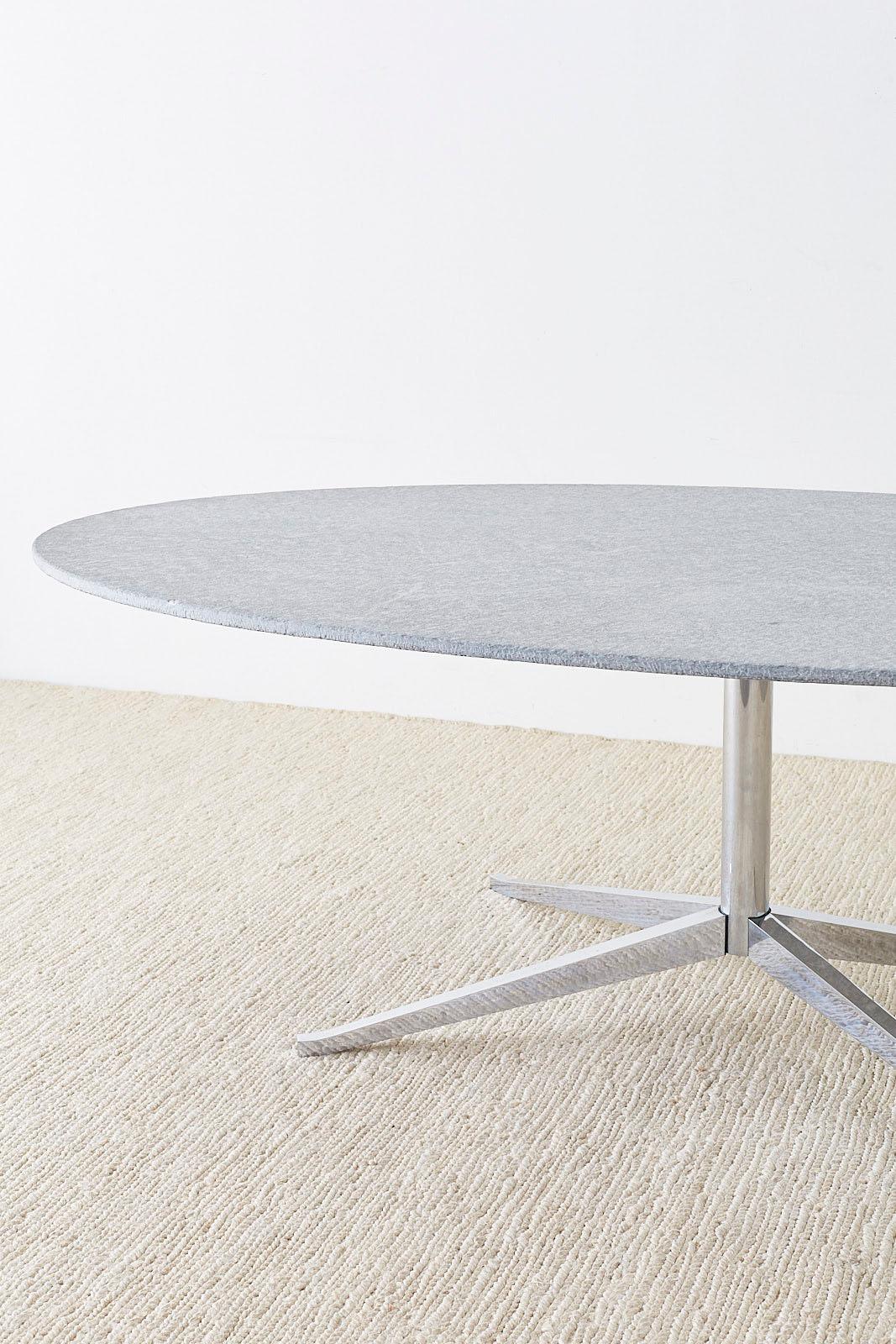 Mid-Century Modern Knoll Unpolished Granite Oval Dining Table