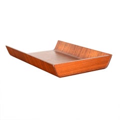 Knoll Vintage Bentwood Walnut Desk Inbox Tray