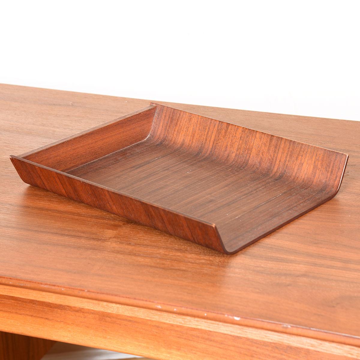 Mid-Century Modern Knoll Vintage Bentwood Walnut Desk Inbox Tray For Sale