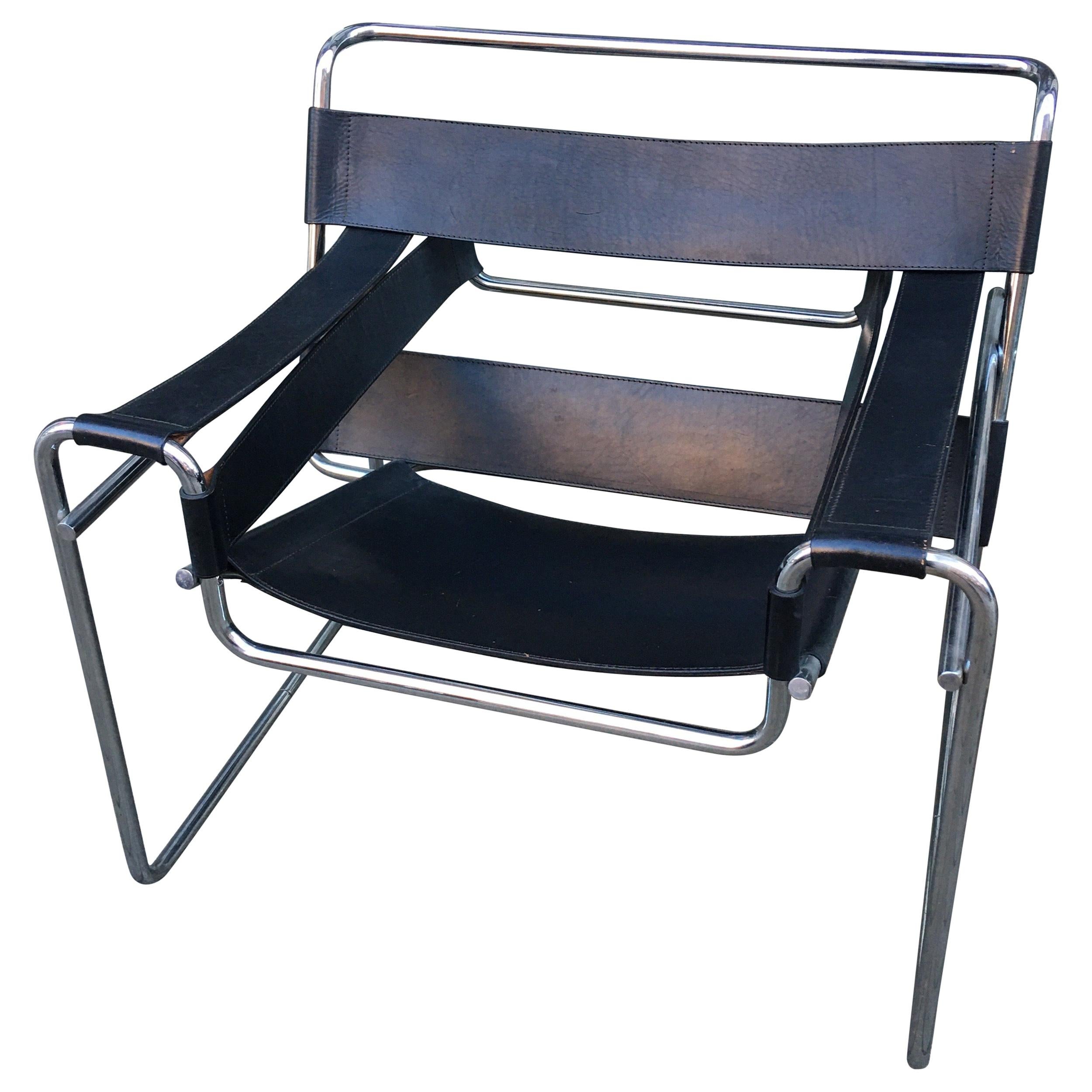 Knoll Wassily Chair by Marcel Breuer in Black Leather