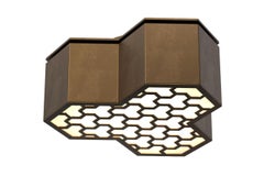 Knossos Light by David Duncan, Custom Flush Mount Unit with Brass Frame