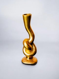 Knot candlestick, brutalist design, bronze, Italy, Circa 1970's