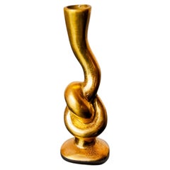 Knot candlestick, brutalist design, bronze, Italy, Circa 1970's