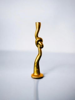 Candelieri a nodo, design brutalista, bronzo, Italia, 1970