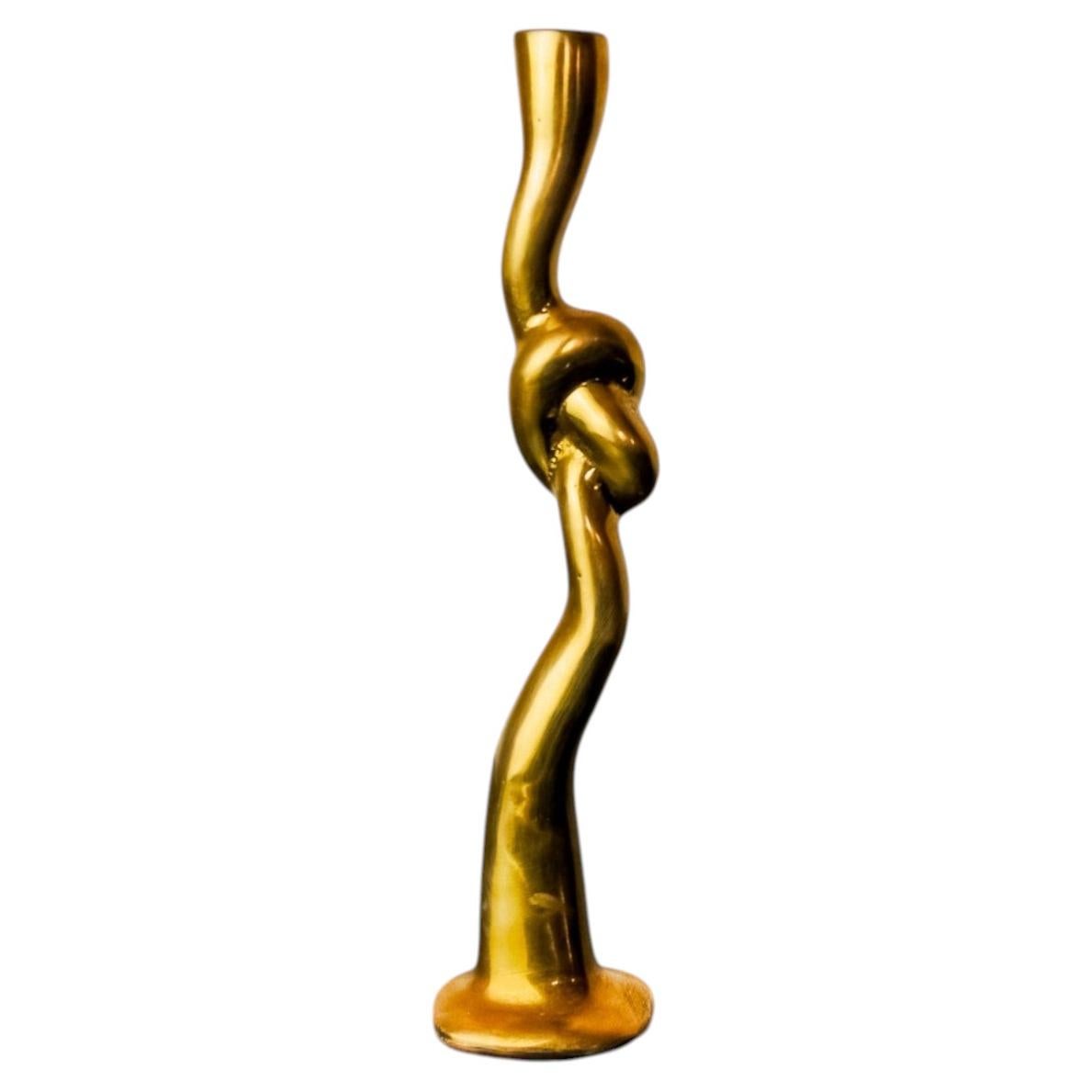 Knot candlesticks, brutalist design, bronze, Italy, 1970