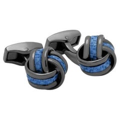 Used Knot Cufflinks with Blue Alutex