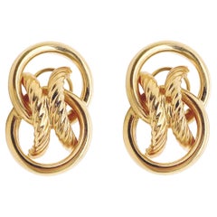 Ohrringe mit Knoten, Gelbgold, 1 Zoll lang, Omega-Rückenohrringe, 6,4 Gramm Ohrringe mit Knoten, Gelbgold, 1 Zoll lang, Omega-Rückenohrringe, 6,4 Gramm