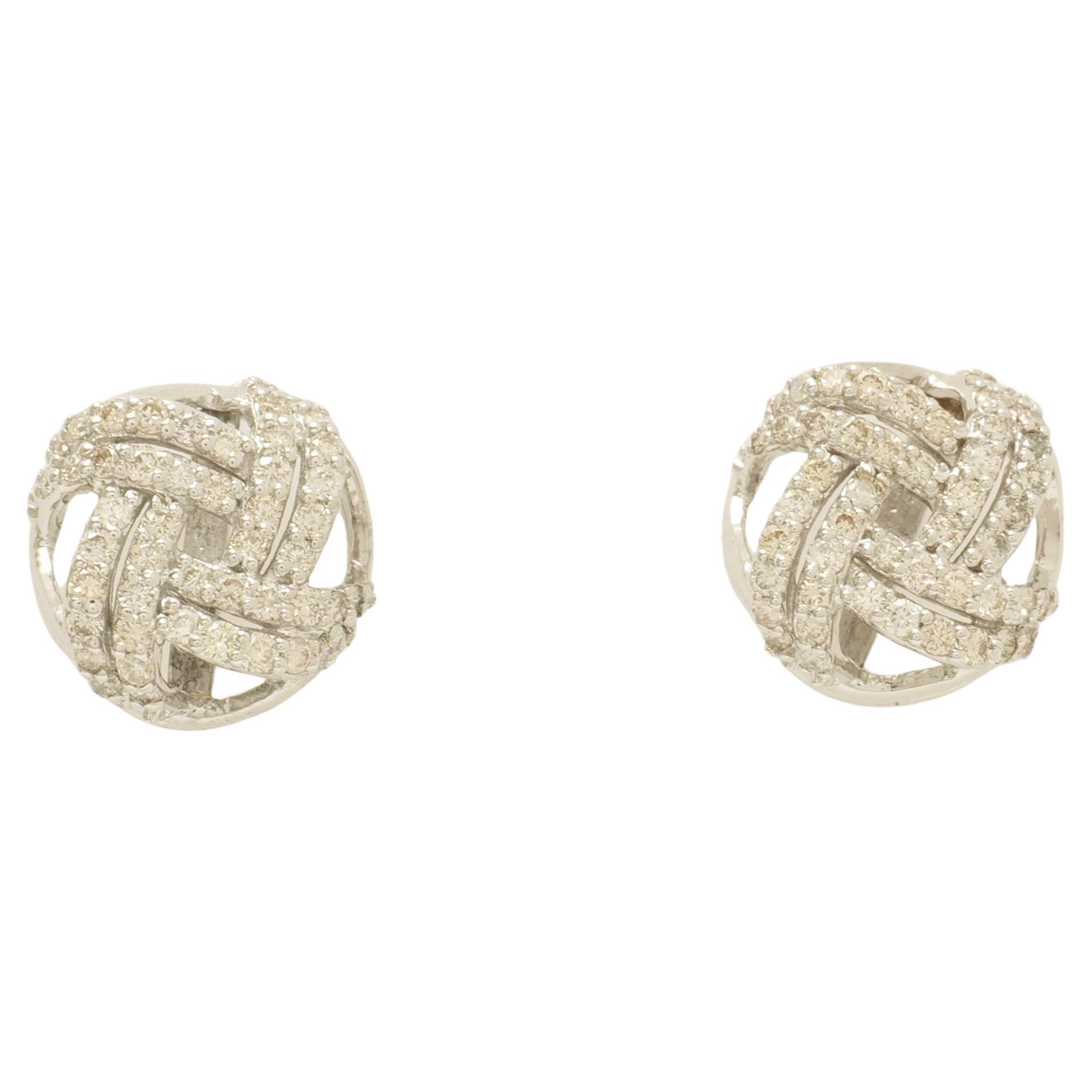 Orecchini con diamanti a nodo in oro massiccio 14k (certificati)