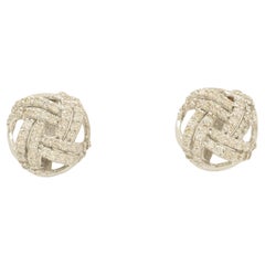 Knot Diamond Stud Earrings in 14k Solid Gold (Certified)