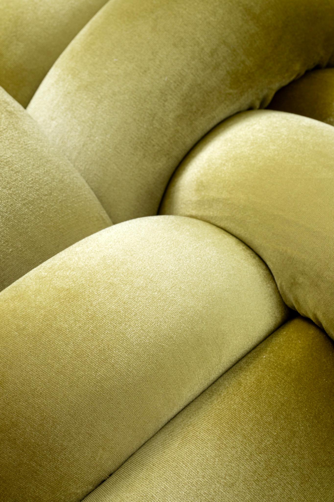 XXIe siècle et contemporain Pouf Citron Knot 30X30 pouces fait à la main par Knots Studio en vente
