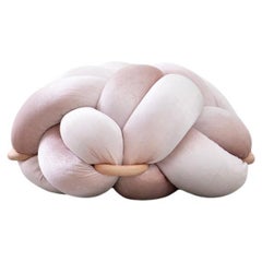 Handmade Velvet Pink Pearl Knot Ottoman 30X30 inch by Knots Studio