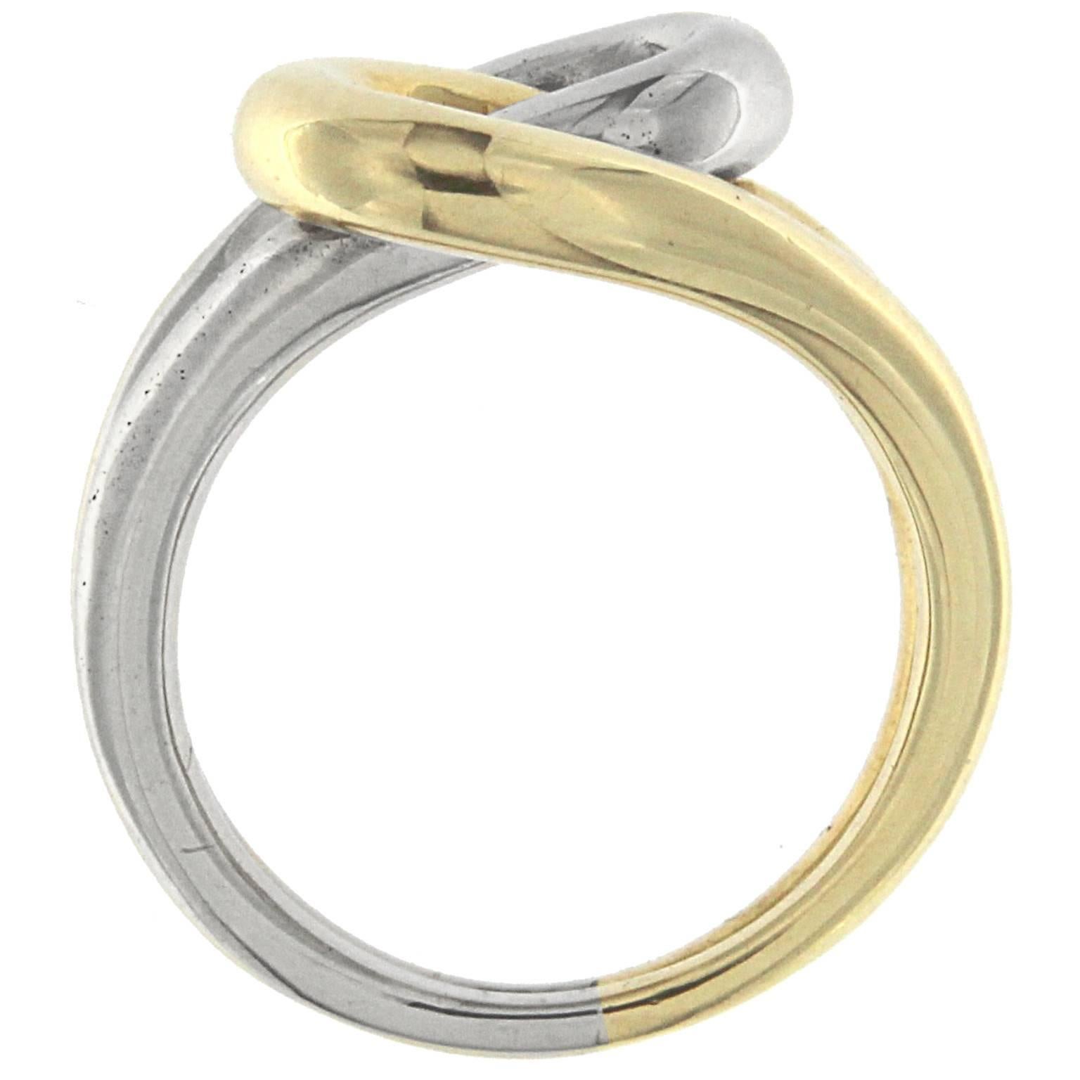 Women's Knot Ring 18 Karat Yellow and White Gold