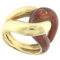 Knot Ring 18 Karat Yellow Gold Enameled