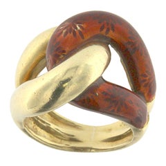 Knot Ring 18 Karat Yellow Gold Enameled