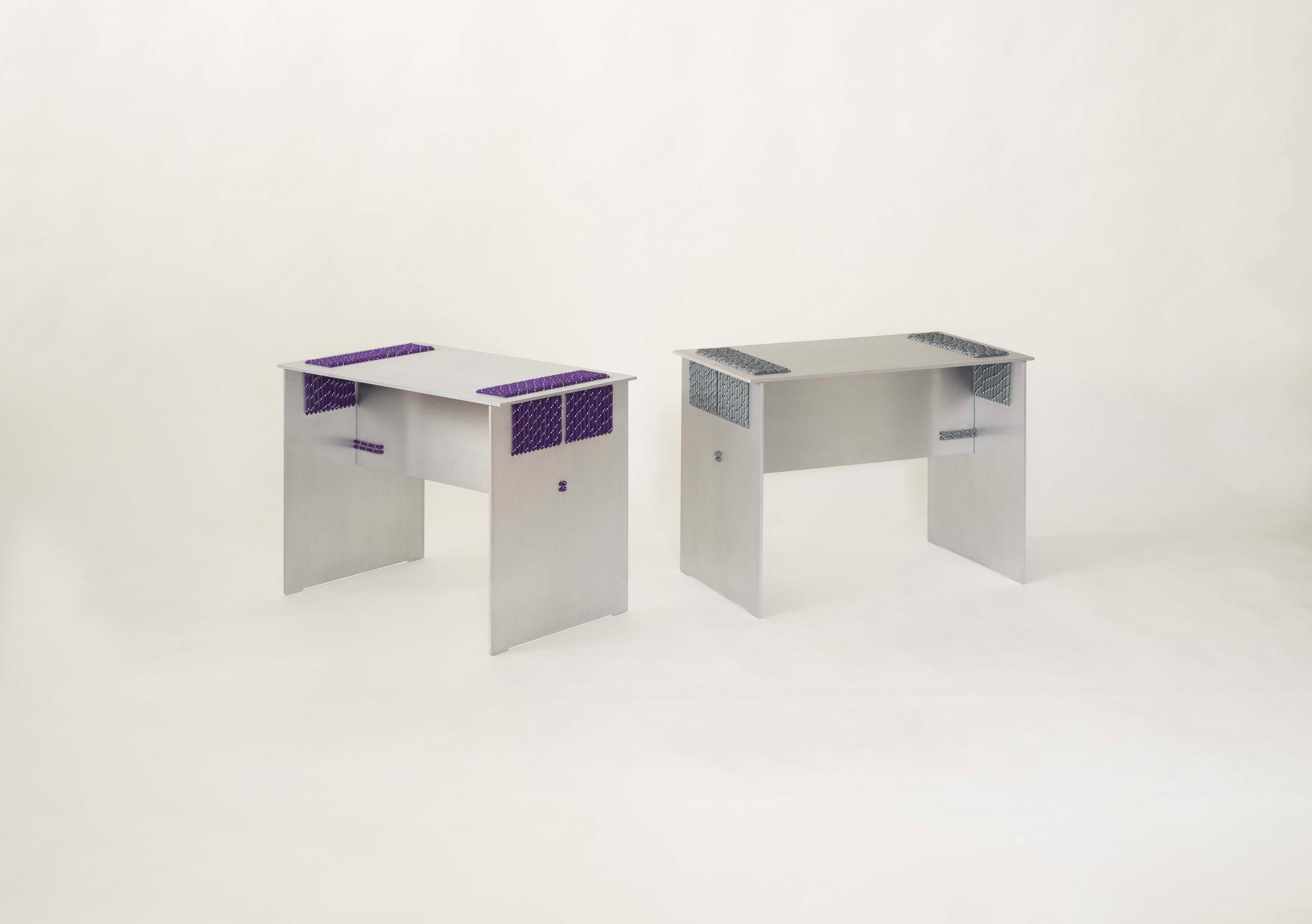 Modern Knot Stool by Yann Gandon & Maxime Sauce — Minimalist Aluminum & Rope Stool For Sale