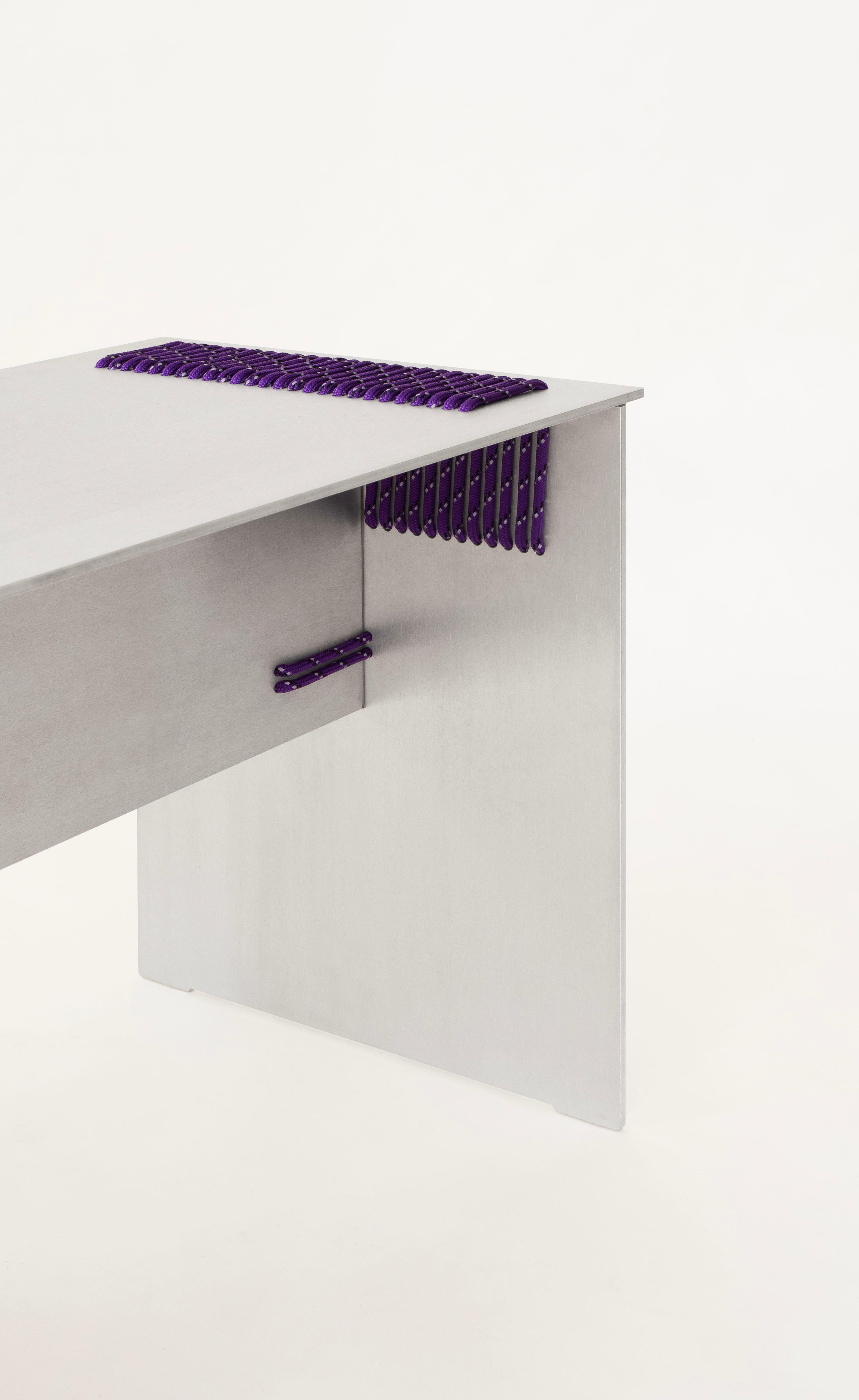 Knot Stool by Yann Gandon & Maxime Sauce — Minimalist Aluminum & Rope Stool In New Condition For Sale In København S, DK