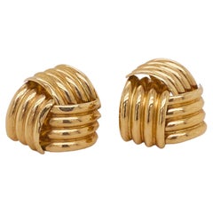 Knot Stud Earrings in 14k Yellow Gold in Large Size Light Weight