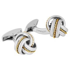 Knot Twisted Royal Cable Cufflinks in Silver and 18k Yellow Gold