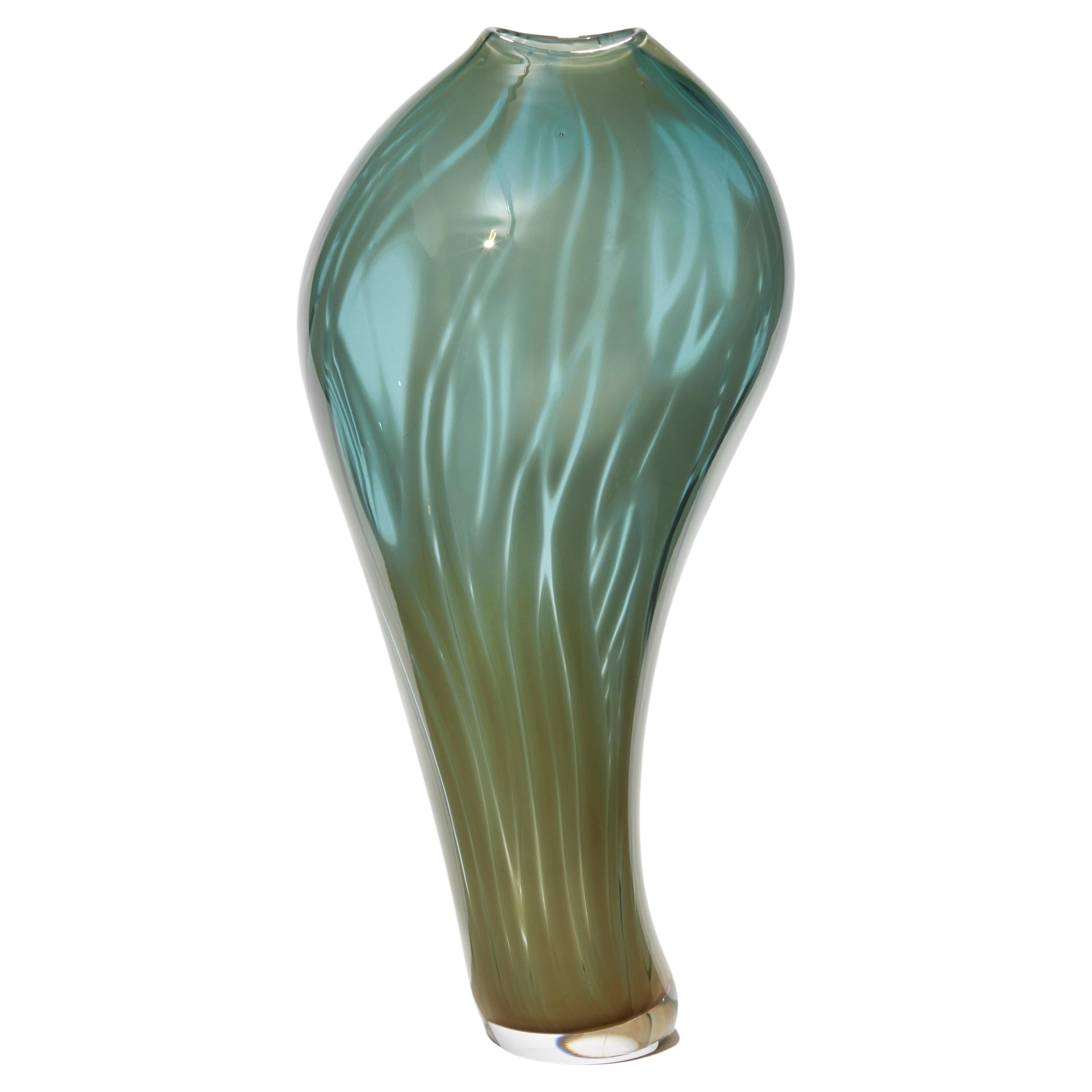 Knot Wrack, Turquoise & Ochre Hand Blown Sculptural Vase by Michèle Oberdieck For Sale