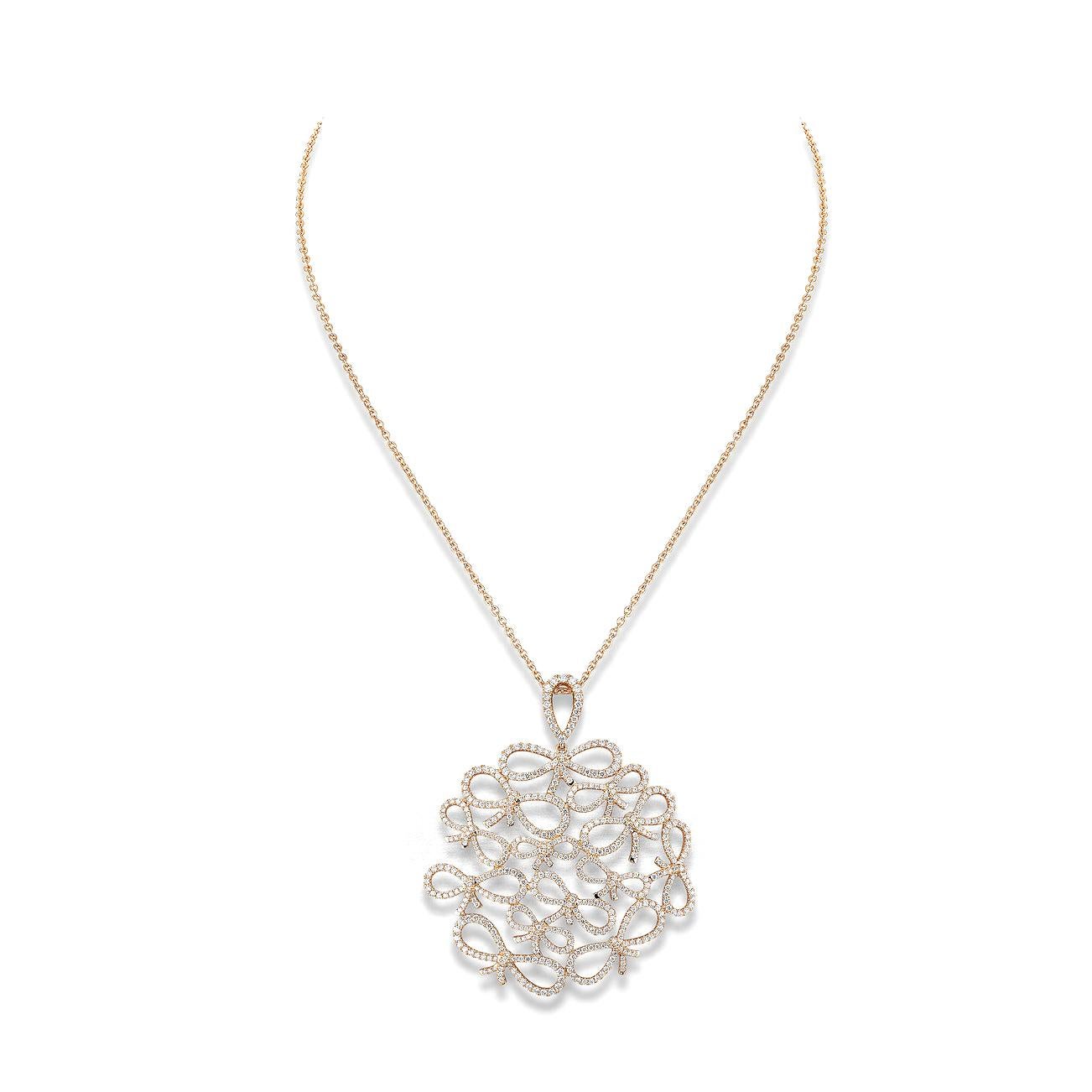 Knots pendant in 18kt pink gold set with 554 diamonds 3.95 cts