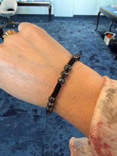 Knotted Black Silk Bracelet by Manak Jewels with 15 Black Diamond Beads