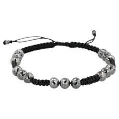 Knotted Black Silk Bracelet by Manak Jewels with 15 Black Diamond Beads