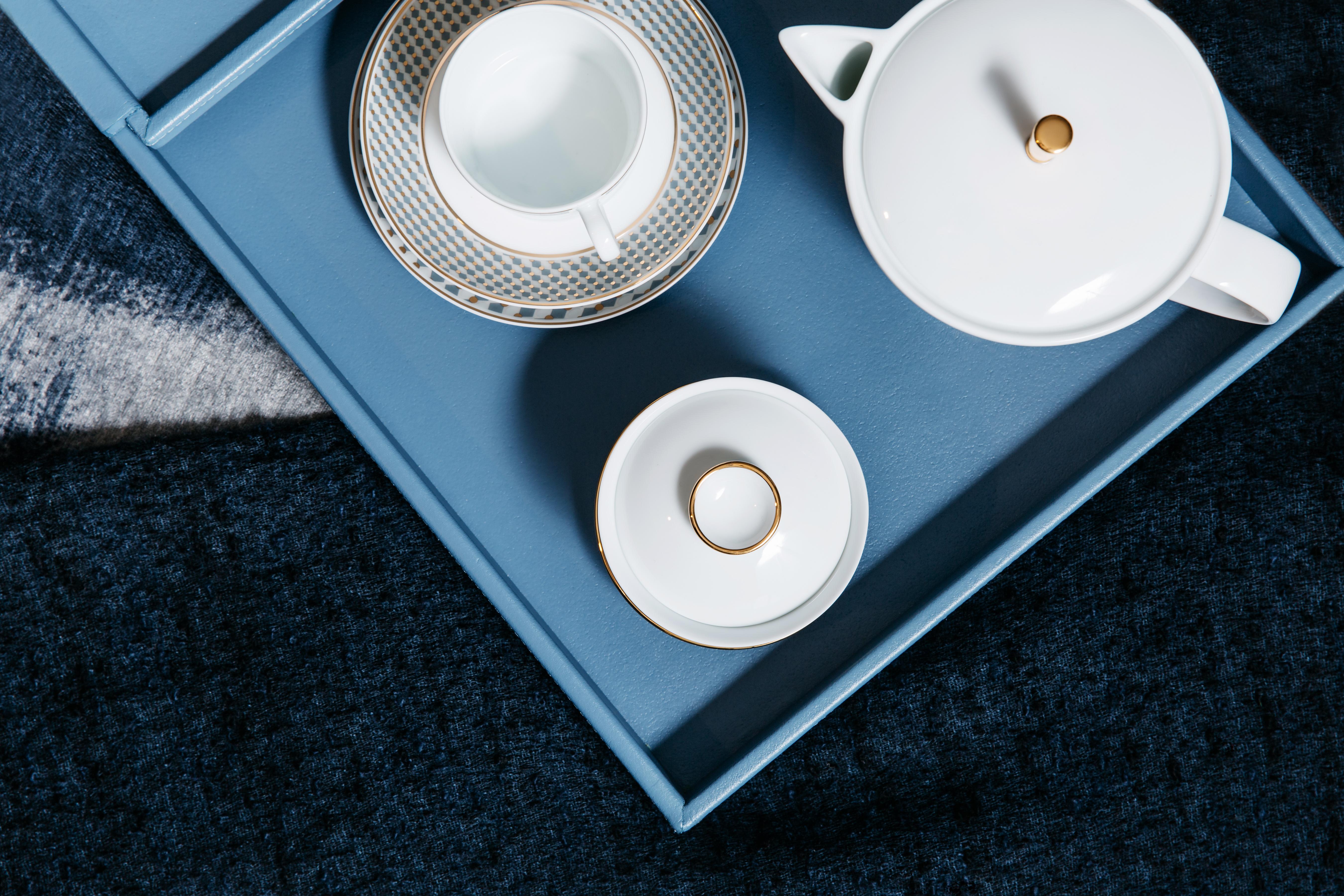 XXIe siècle et contemporain Ensemble de plateaux en cuir double noué Grands accessoires de maison Par André Fu Living en vente