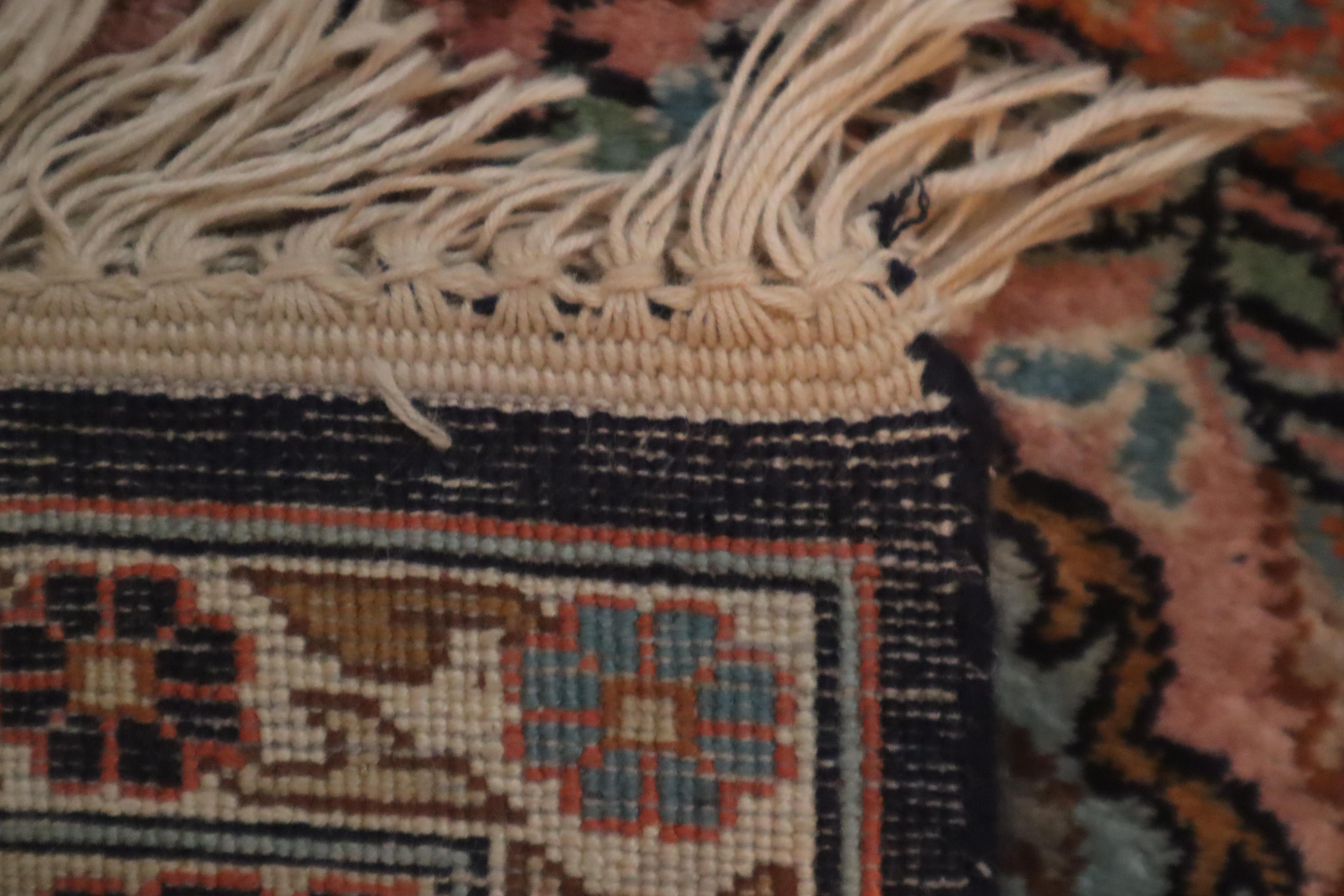 Knotted Indian Silk Rug with Animal Motifs and Flowers from Hamadan, 1970 For Sale 4