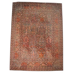 Knotted Indian Silk Rug with Animal Motifs and Flowers from Hamadan, 1970