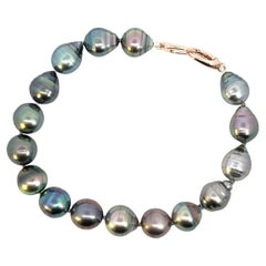 Knotted Tahitian Pearl Bracelet with 14k Rose Gold Triggerless Clasp
