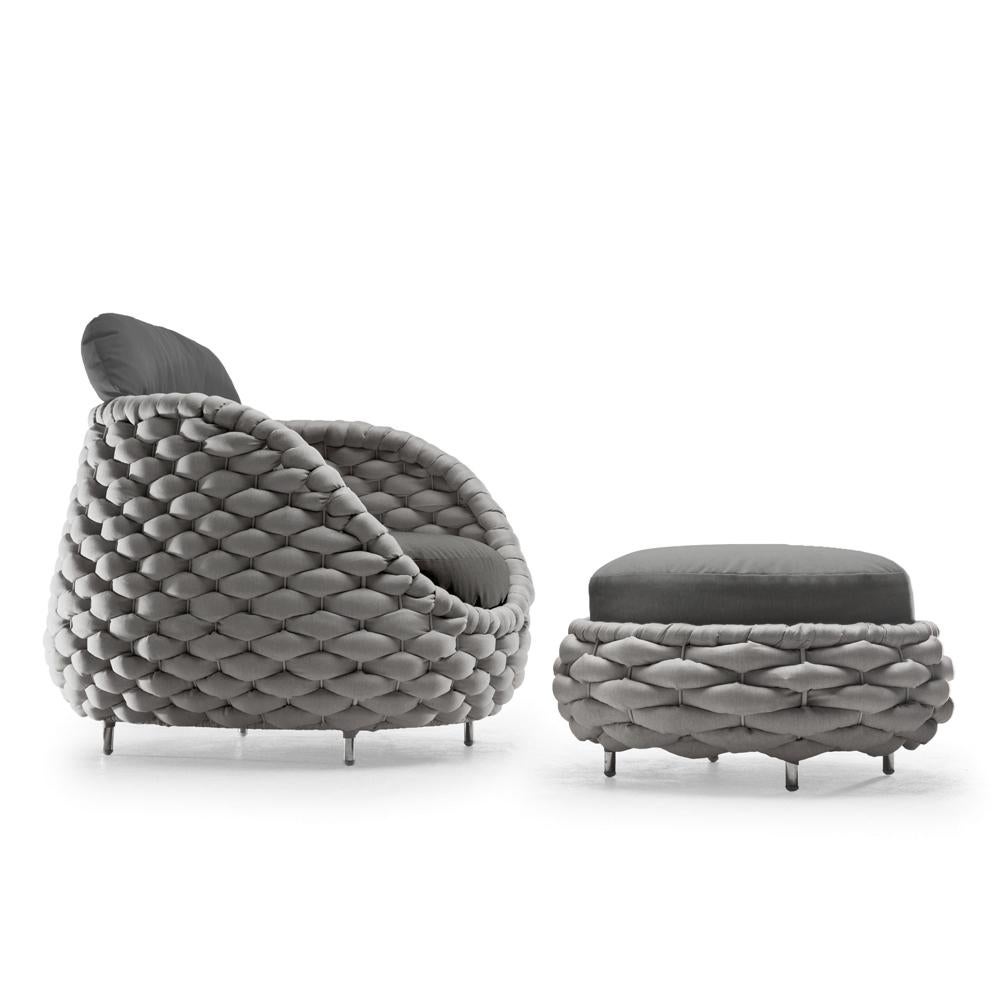 Knotted Up-Sessel aus schwarzem oder grauem oder lila Stoff (Edelstahl) im Angebot