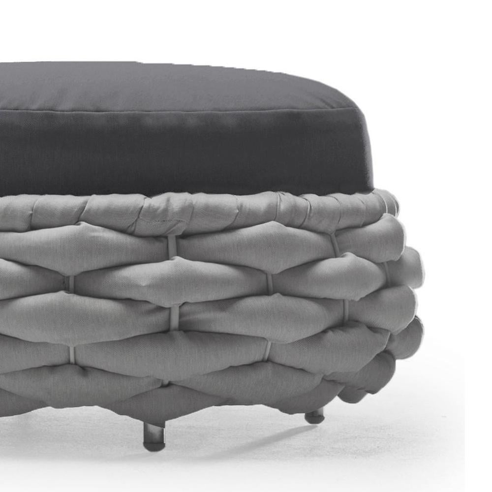 Philippine Knotted Up Stool in Black or Grey Fabric For Sale