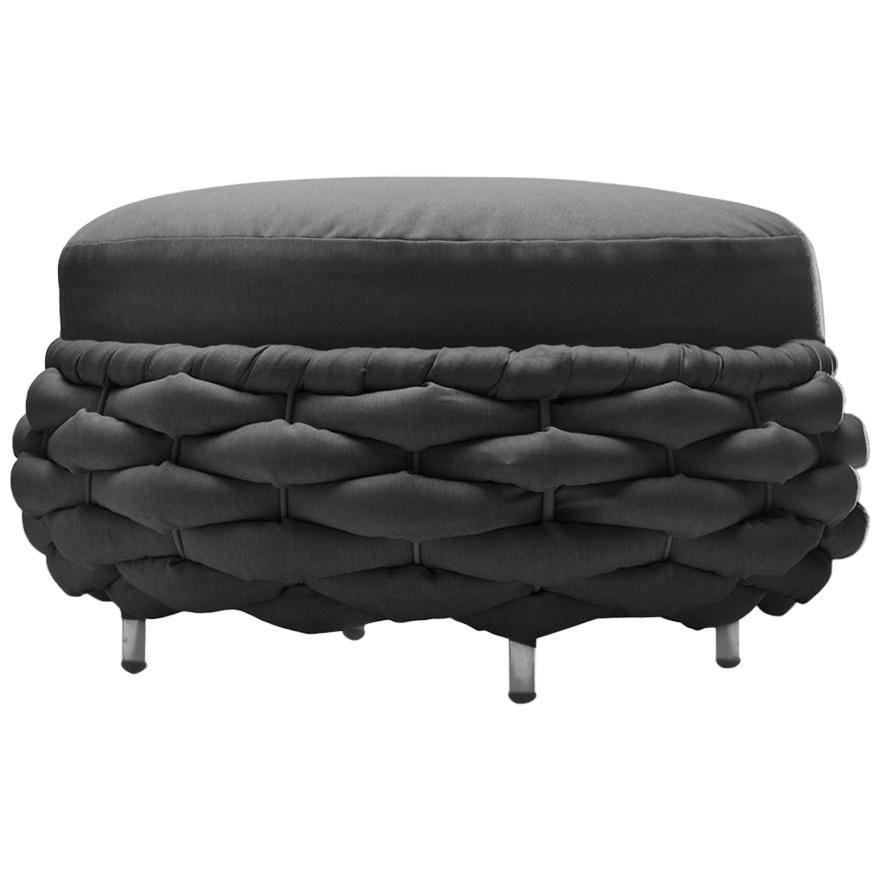 Knotted Up Stool in Black or Grey Fabric For Sale