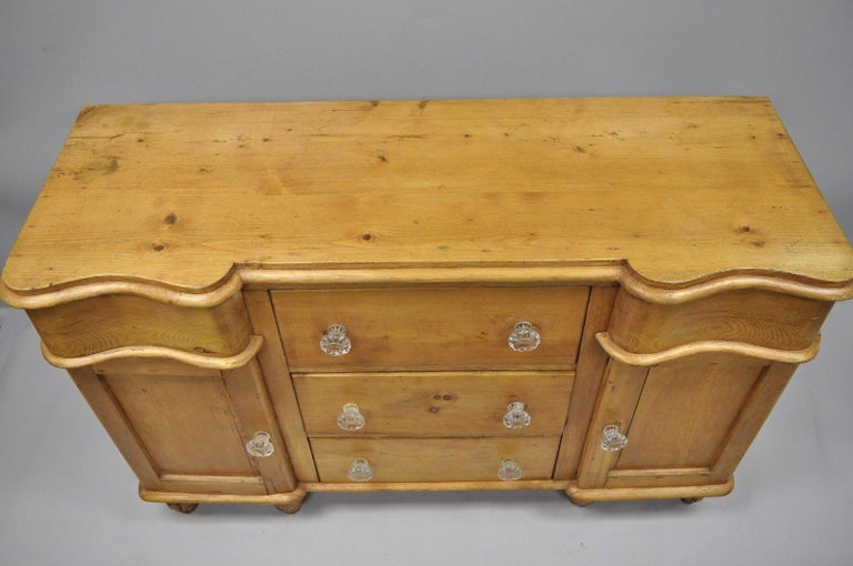 Knotty Pine French Country Primitive Sideboard Server Buffet