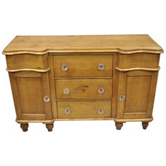 Antique Knotty Pine French Country Primitive Sideboard Server Buffet Cabinet Glass Knobs