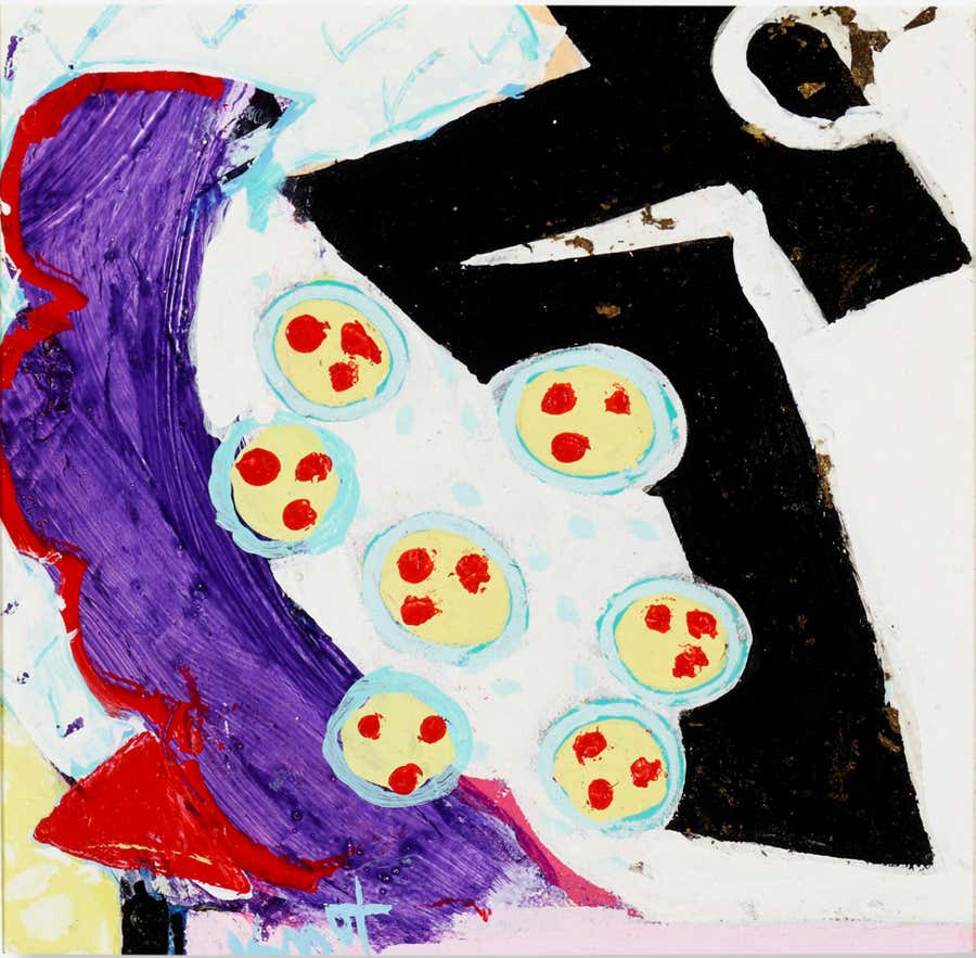 "Untitled" Knox Martin, Abstract Expressionism, Purple, Yellow, Black
