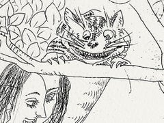 Alice In Wonderland: CHESHIRE CAT Signed Etching, Grinning Cat, Erotic Drawing
