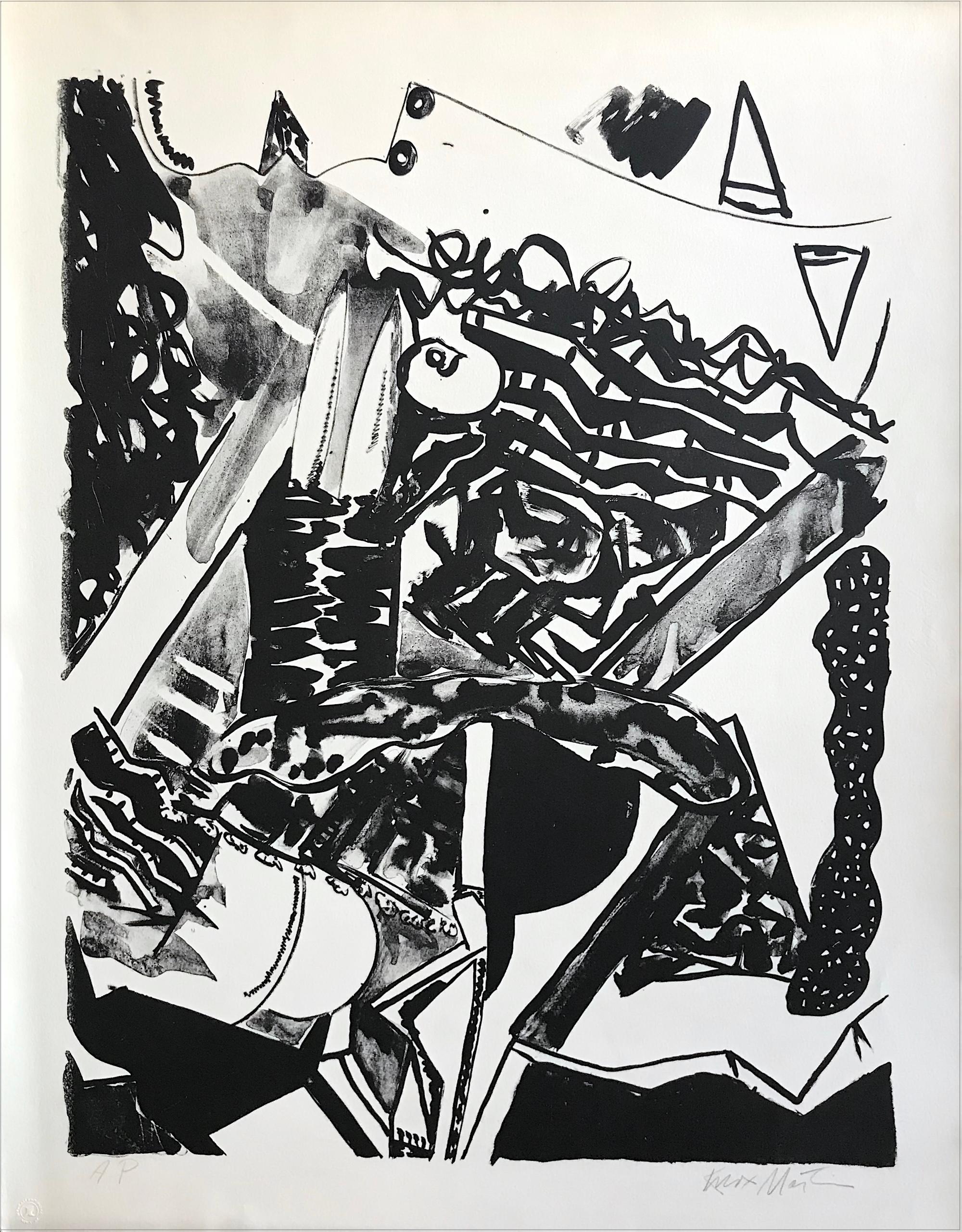 FACE TO FACE Signierte Steinlithographie, Abstrakter Expressionismus, New Yorker Schule