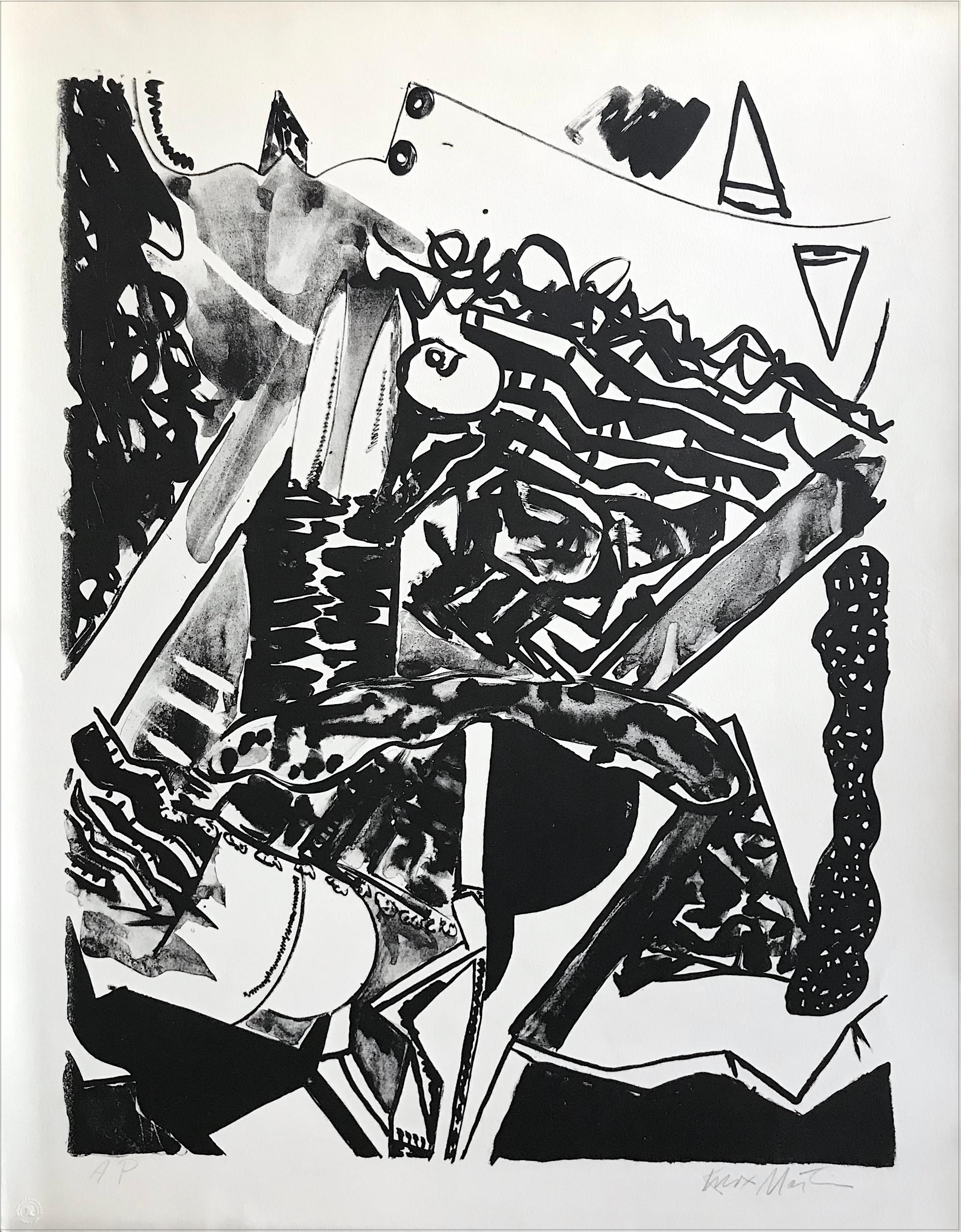 FACE TO FACE Signed Stone Lithograph, Abstract Expressionist, New York School