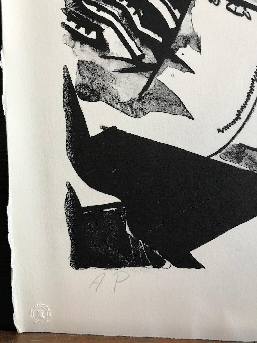 FACE TO FACE Signierte Steinlithographie, Abstraktes Gesicht in Schwarz-Weiß, Expressionismus (Zeitgenössisch), Print, von Knox Martin