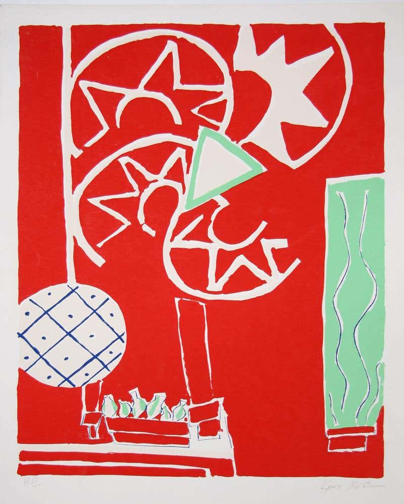 Flowers 3, Pop Art Red Screenprint by Knox Martin