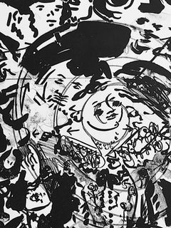 MERRY COMPANY I Signed Lithograph, B + W Abstract Portrait After Frans Hals