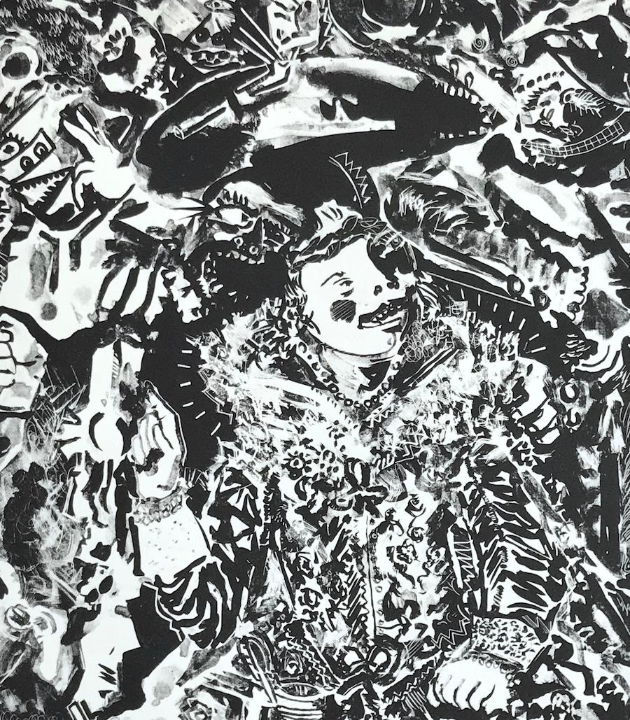 MERRY COMPANY III (dopo Hals) Litografia firmata Ritratto astratto espressionista - Print Contemporaneo di Knox Martin