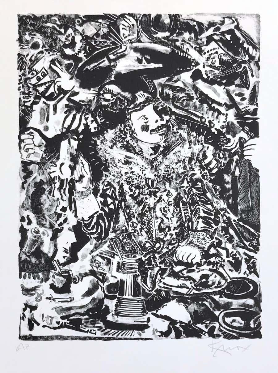 MERRY COMPANY III Signed Lithograph 1975 Expressionist Portrait