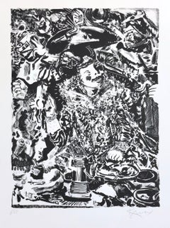 MERRY COMPANY III (dopo Hals) Litografia firmata Ritratto astratto espressionista