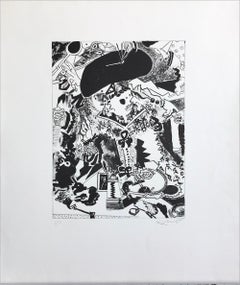 FELIZ COMPAÑÍA IV(según Hals) Litografía Firmada, Retrato Abstracto Blanco Negro