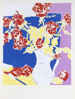 "Red Roses in the Artist's Room", Silkscreen by Knox Martin