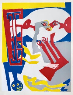 UNTITLED ABSTRACT(Traumfiguren, Rotes Fenster) Lithographie, Organische geometrische Formen