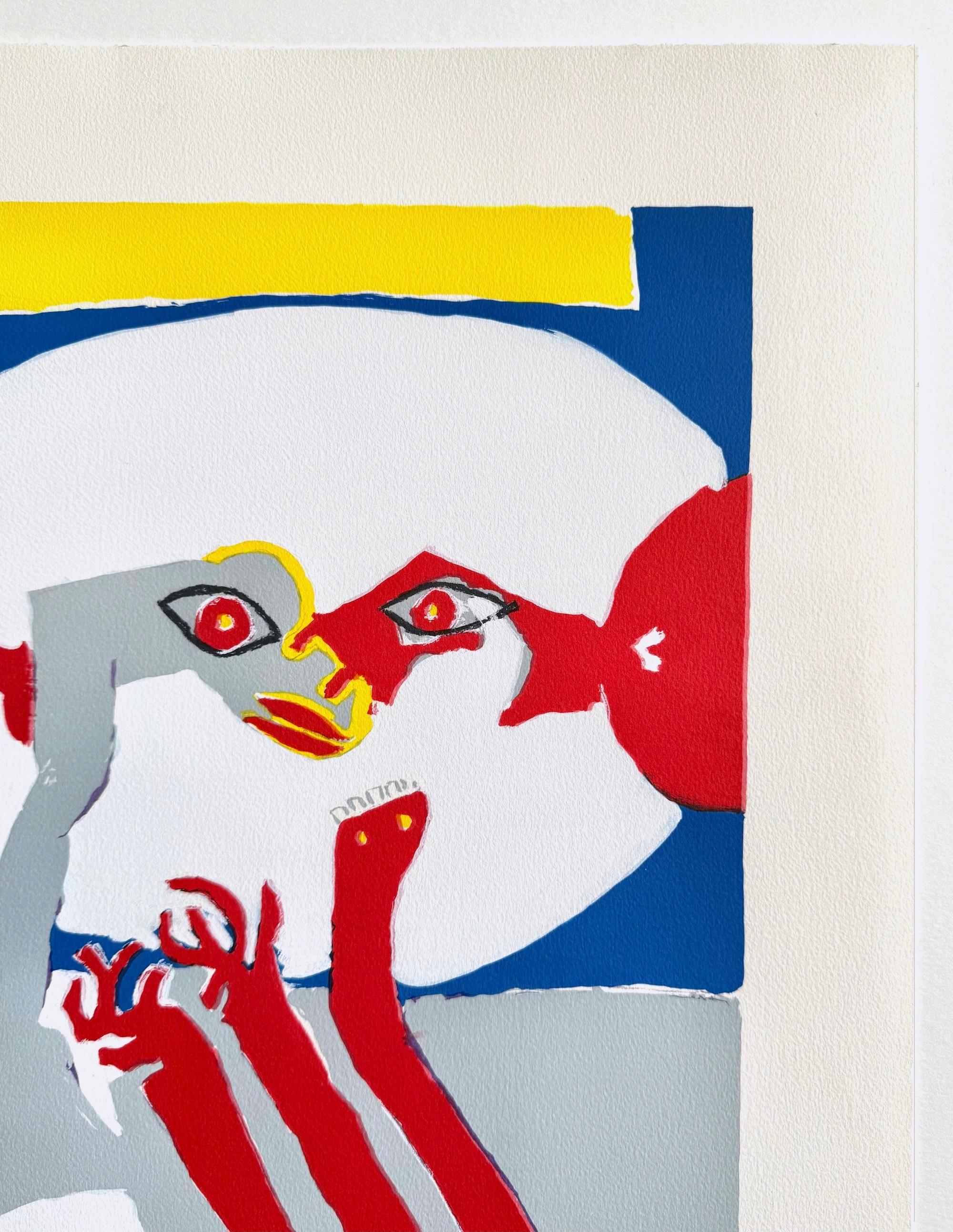 UNTITLED ABSTRACT(Dream Figures, Red Window) Lithograph, Organic Geometric Forms For Sale 1